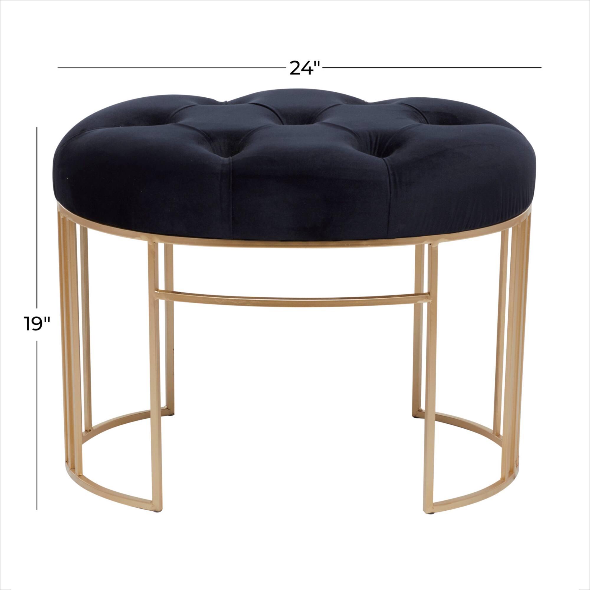 24" Velvet & Metal Glam Bench